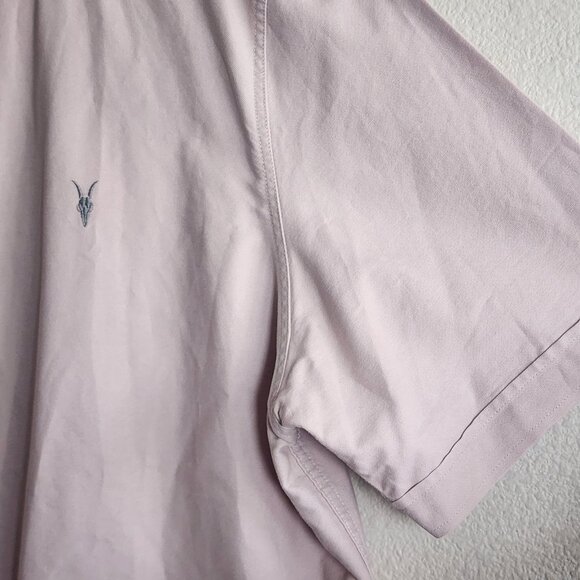 AllSaints Shirt Mens 2XL Light Pink Huntingdon Short Sleeve Button Up Ramskull - Picture 3 of 11